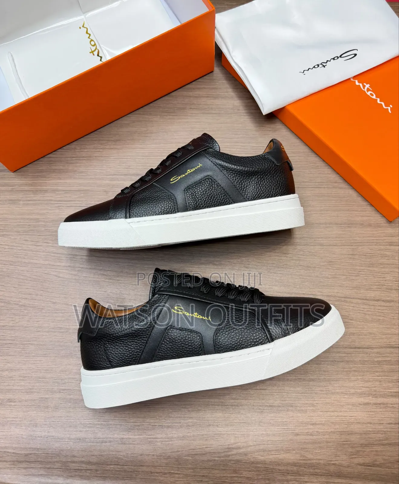 Men's Leather Shoes Santoni Brand Materials Quality and Original