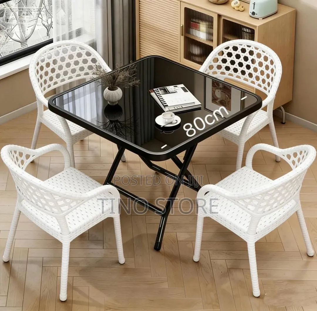 Modern Rattan Chair Folding Table Set