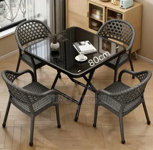 Modern Rattan Chair Folding Table Set