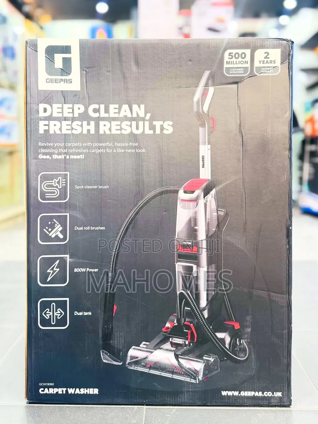 Gcw19060) Geepas Carpet Washer With 800w Power,Dual Roll Brushes
