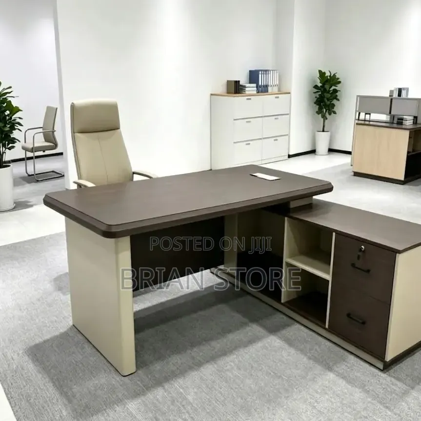 L Shaped Office Desk With Excutive Chair Set