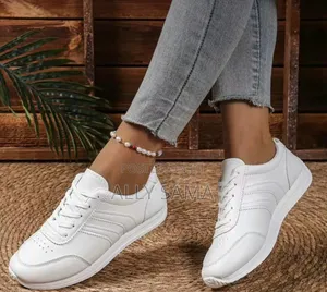 Women's Shoes White Material Leather