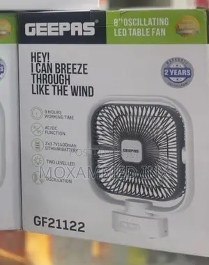Geepas Gf21122 8-Inch Table Fanfeatures a Two-Level Led Light And