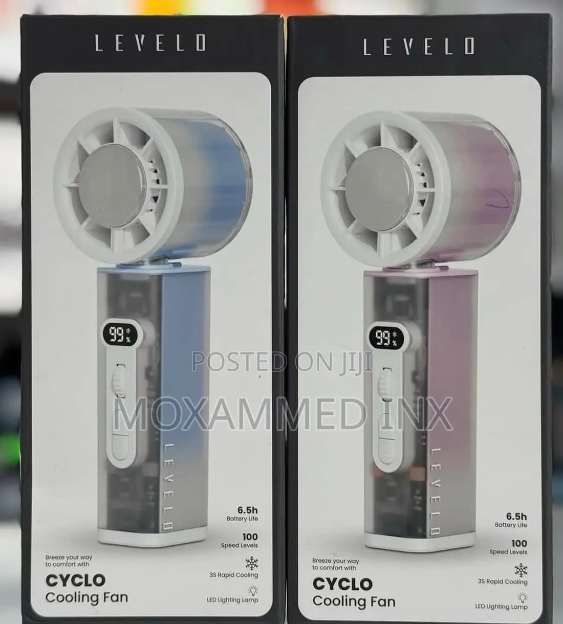 Levelo Cyclo Cooling Fanfeatures a Digital Display Showing Speed