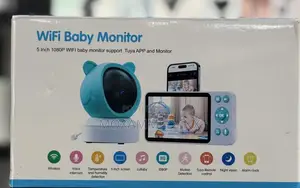 Smart Baby Monitor Set,Featuring a Blue Bear-Shaped Camera