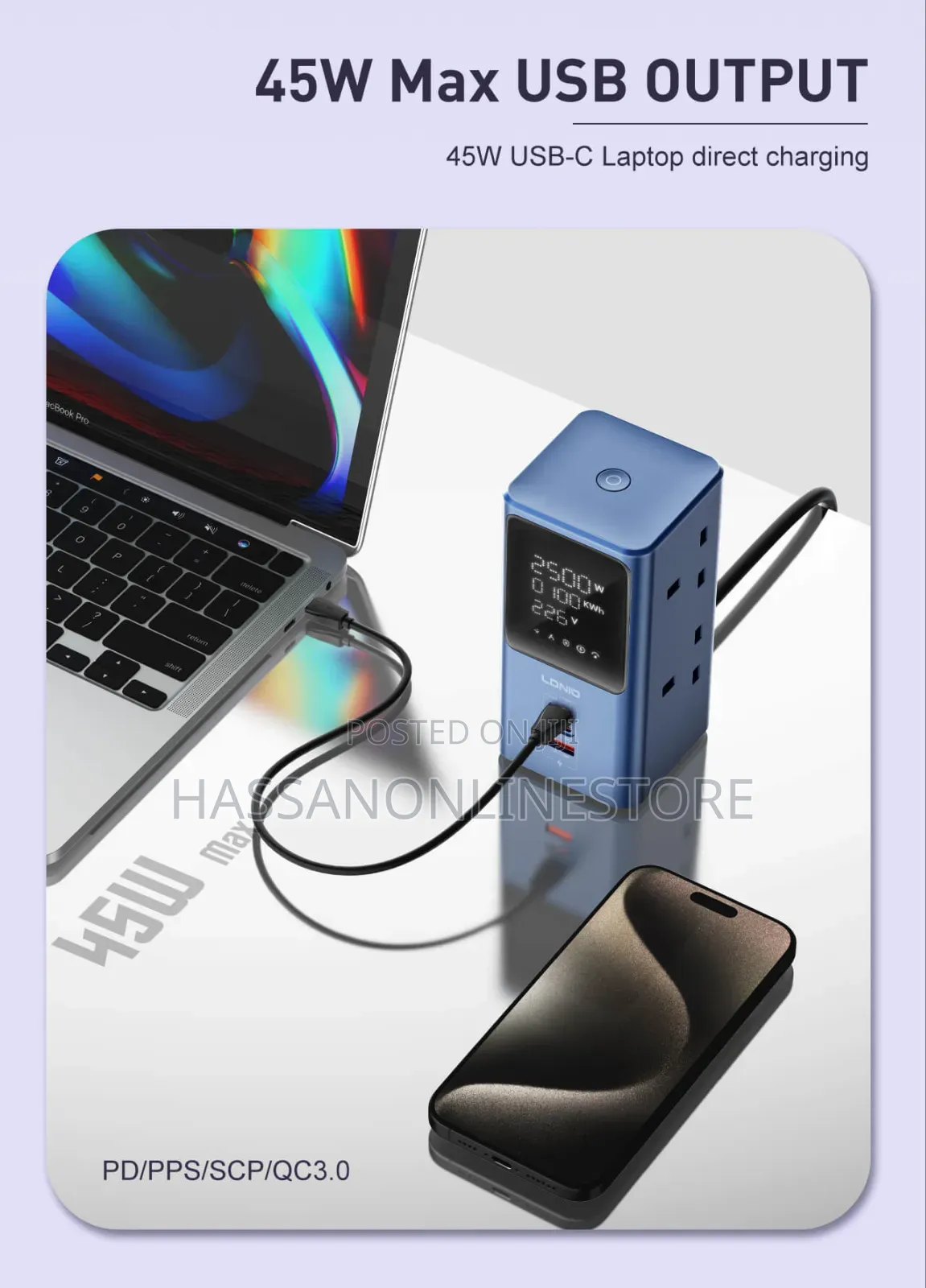 Ldnio Sk2 45w Fast Charging 2500w Uk Jack Desktop Power Strip