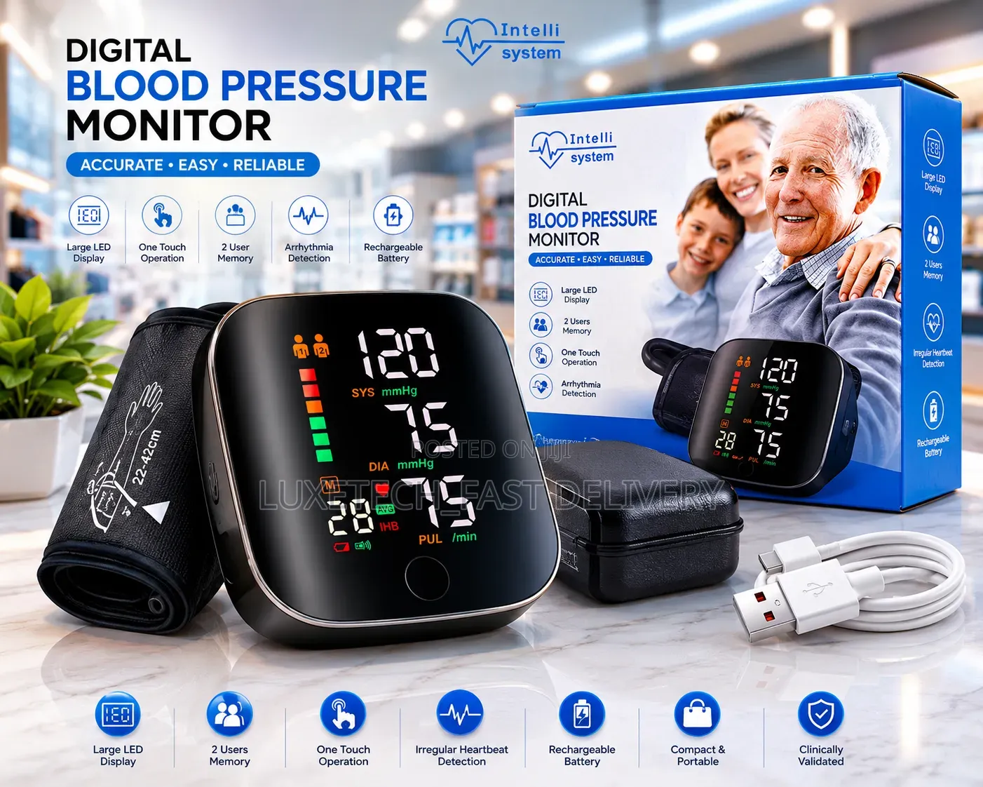 Digital Wrist Blood Pressure Monitor – Automatic Bp And Pulse Checker