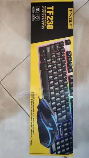 T-Wolf Tf230 Rainbow Backlit Wired Gaming Keyboard and Mouse Set