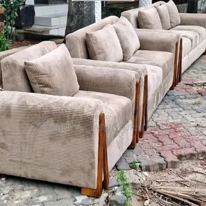 Sofa Sets Za 3,2,1, Kitambaa Ni Off Cream Fiber,Spring Coil Belt