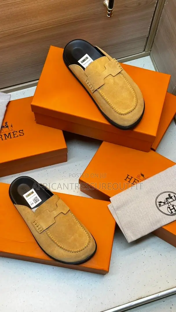 Hermés Go Mules Featuring Suede Calfskin Logo “H” Available
