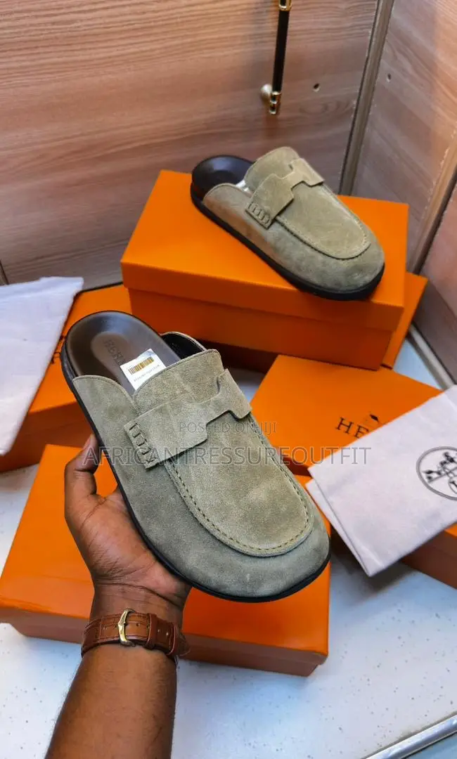 Hermés Go Mules Featuring Suede Calfskin Logo “H” Available