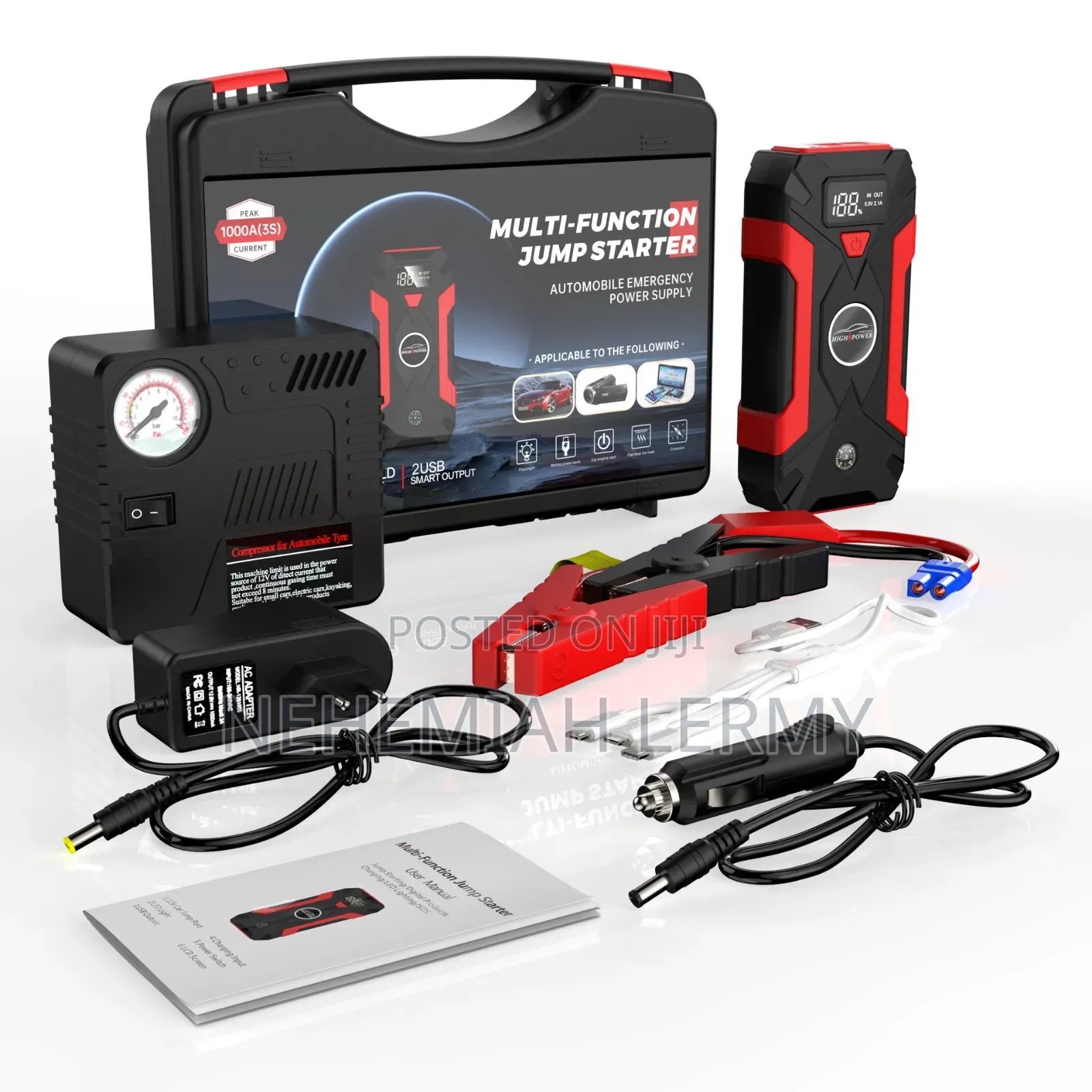 Car Jump Starter Kit With Compressor and Power Bank