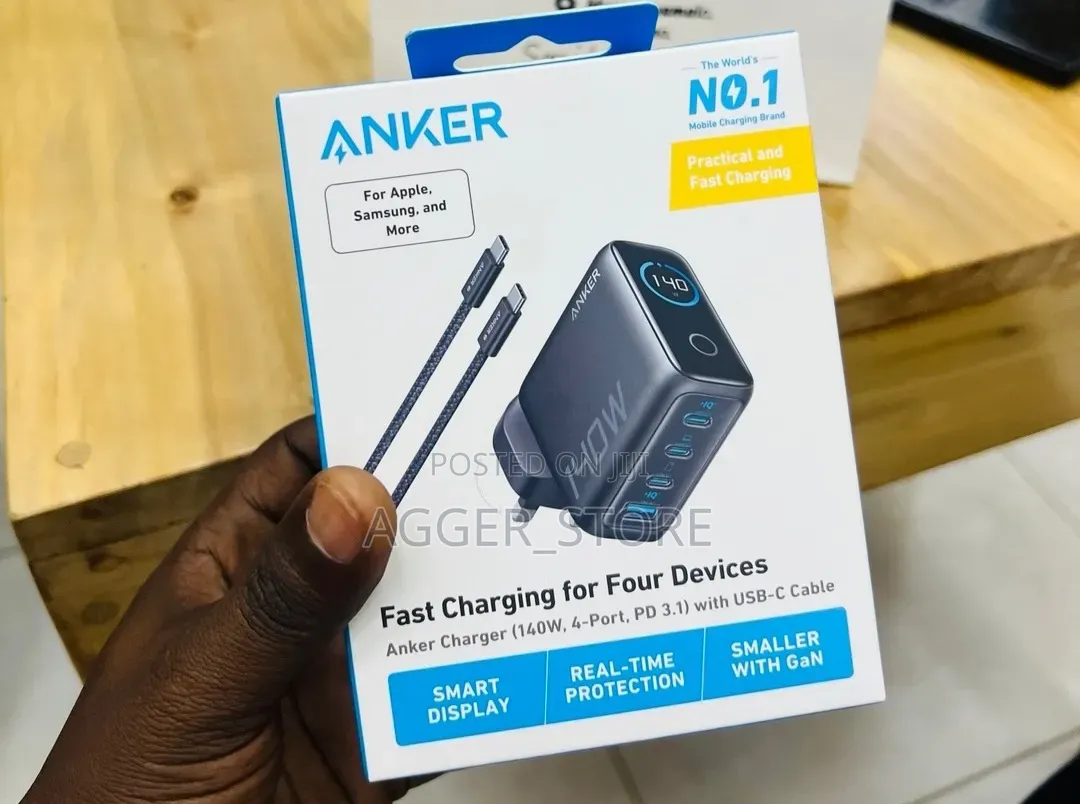 Anker 140w 4-Port Charger With a Smart Display and Usb-C Cable