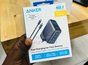 Anker 140w 4-Port Charger With a Smart Display and Usb-C Cable