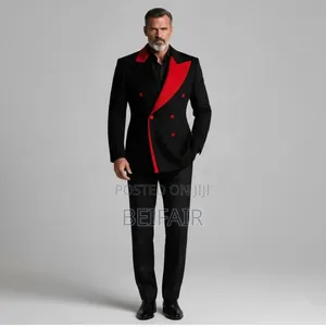 Black Suit Red Long Taxedo