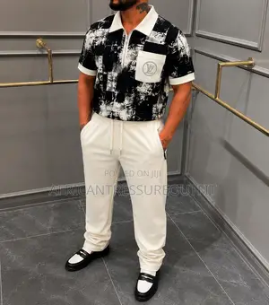 Monochrome Smart Casual Set Two Piece Fit Zip Shirt and Jogger Trouser