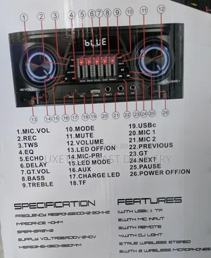 Kolav M2826 Party Box Speaker With 2 Wireless Microphones