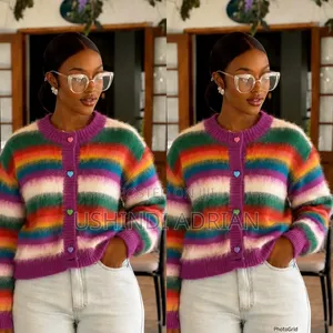 Rainbow Striped Knitted Sweater