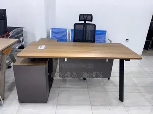 Modern L Shaped Managerial Desk With Metal Legs