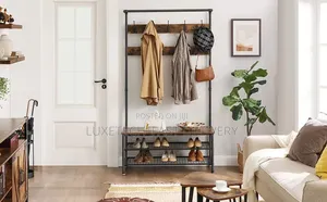 Multi-functional Clothes Hanging Rack With Shoe Storage Bench