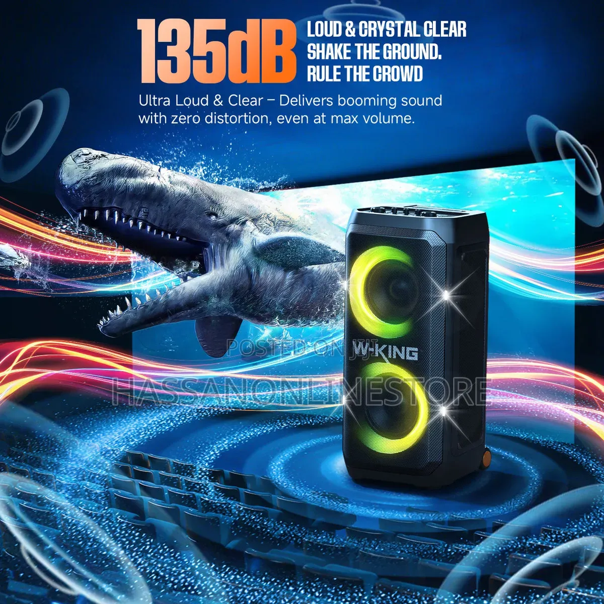 W-King T12 270w RMS Bluetooth Party Speaker With Subwoofer Bass