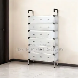 7-Tier Dustproof Shoe Rack Organizer Flip-Up Semitransparent Doors