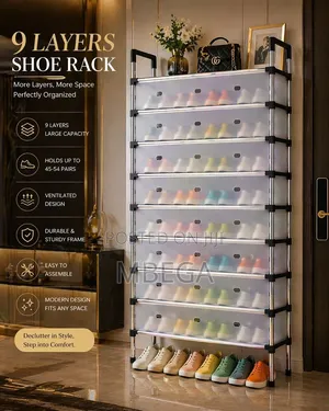 9 Layers Shoes Rack With Dust Proof Cover* Dimension:60*30*166cm