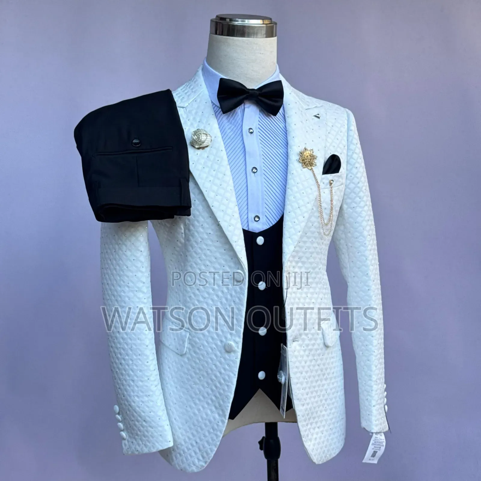2 Buttons Jacket 3 PCS Black Pant Men's Suits New and Original