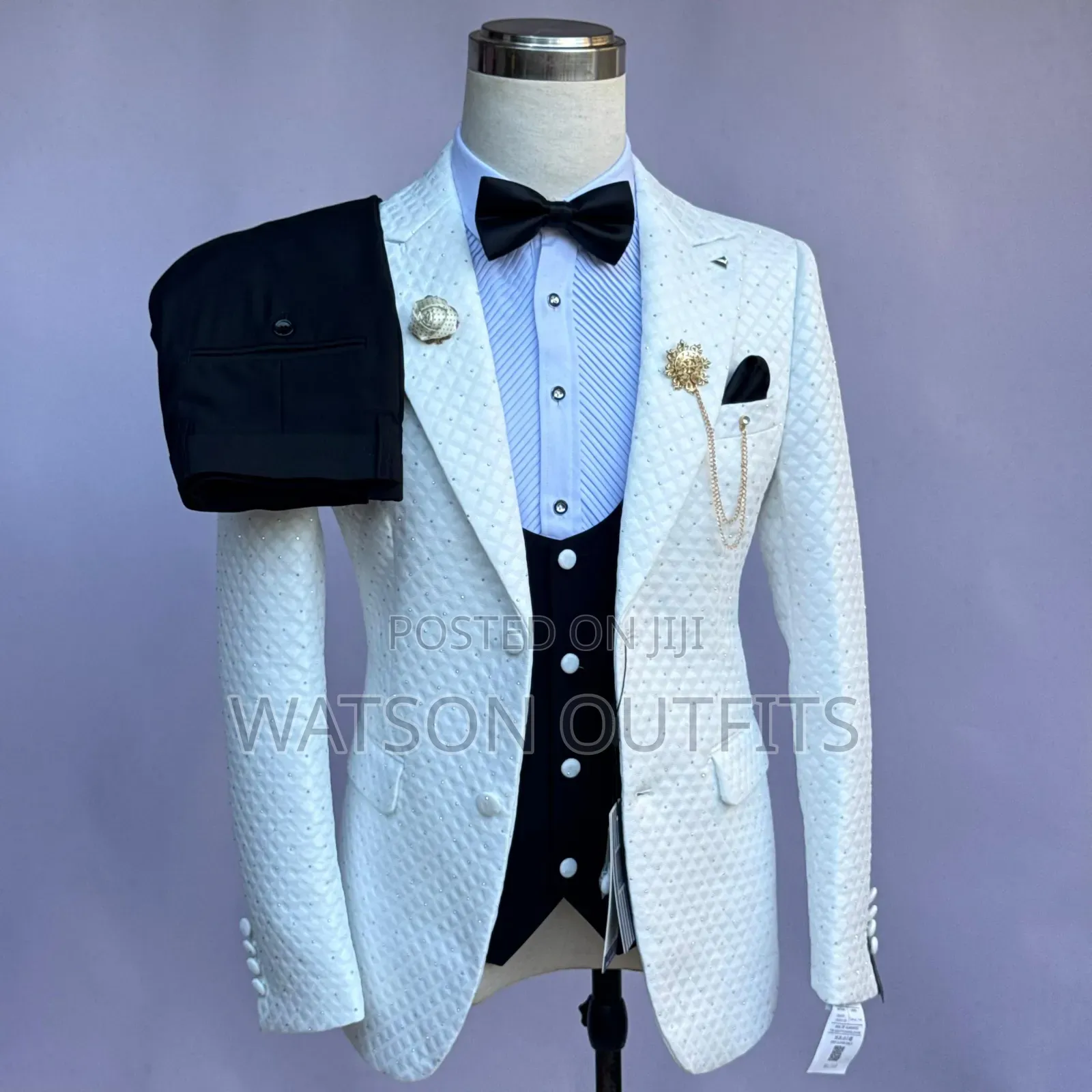 2 Buttons Jacket 3 PCS Black Pant Men's Suits New and Original