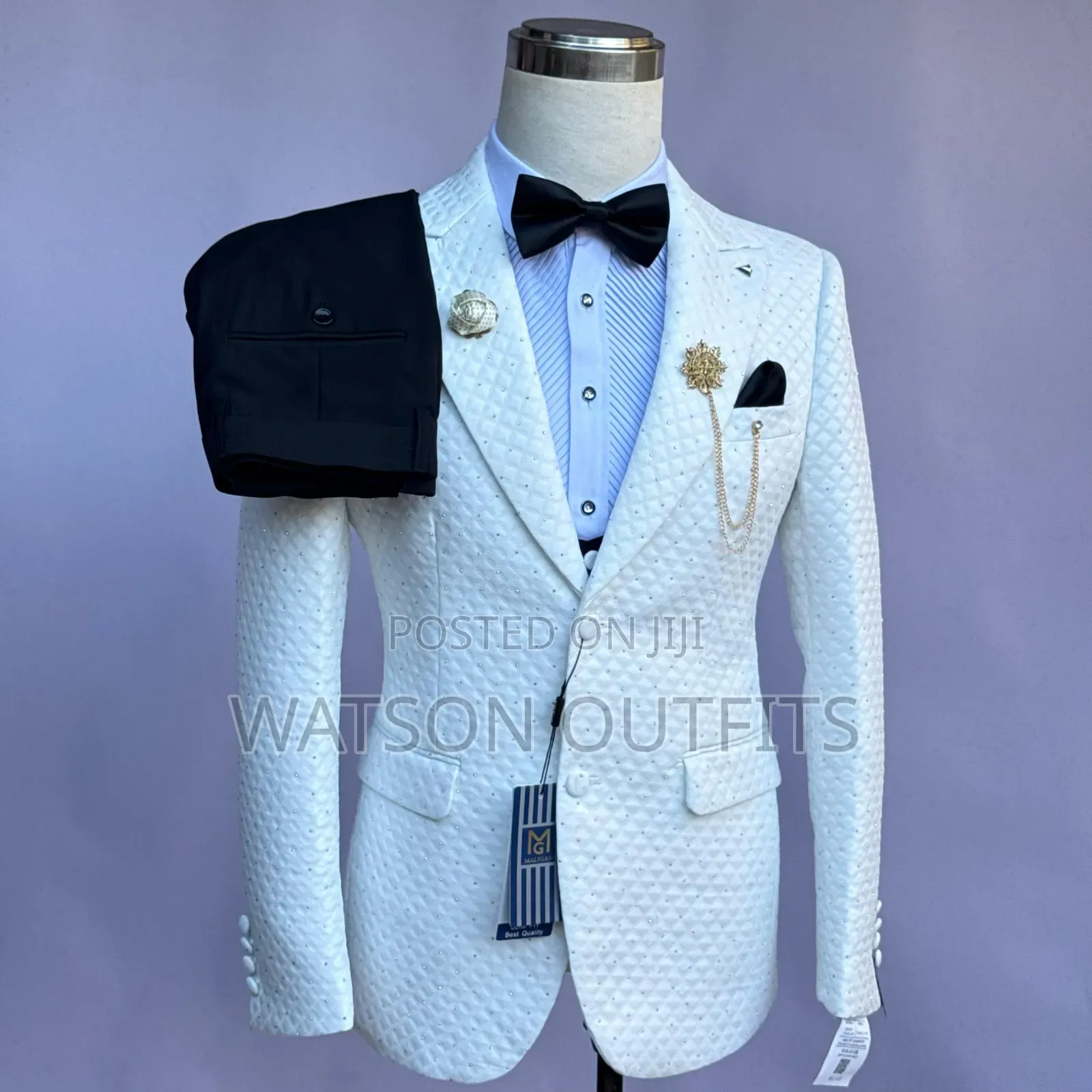 2 Buttons Jacket 3 PCS Black Pant Men's Suits New and Original