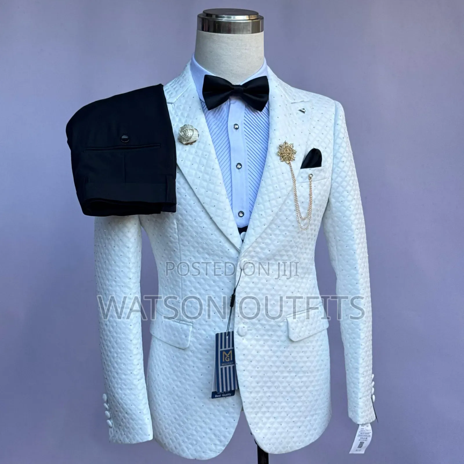 2 Buttons Jacket 3 PCS Black Pant Men's Suits New and Original