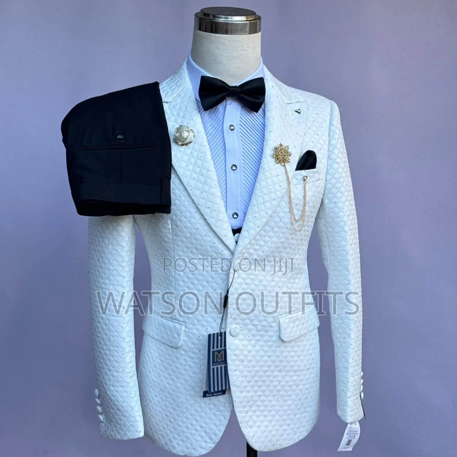 2 Buttons Jacket 3 PCS Black Pant Men's Suits New and Original