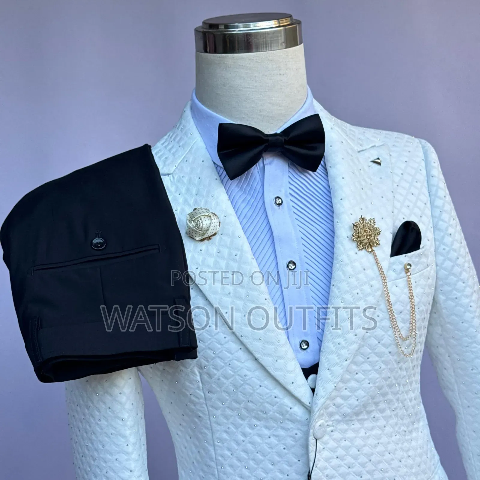 2 Buttons Jacket 3 PCS Black Pant Men's Suits New and Original