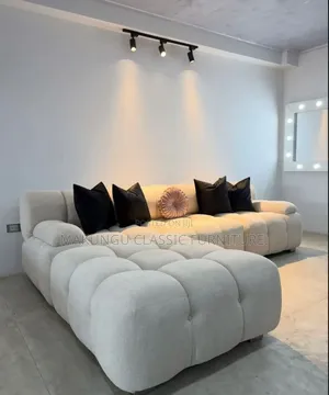 L.Shaped Sofa Ni Simple Isiyo Na Mambo Mengi Rangi Nyeupe
