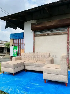 Simple L Shaped Sofa Na Armchair Moja Rangi Grey