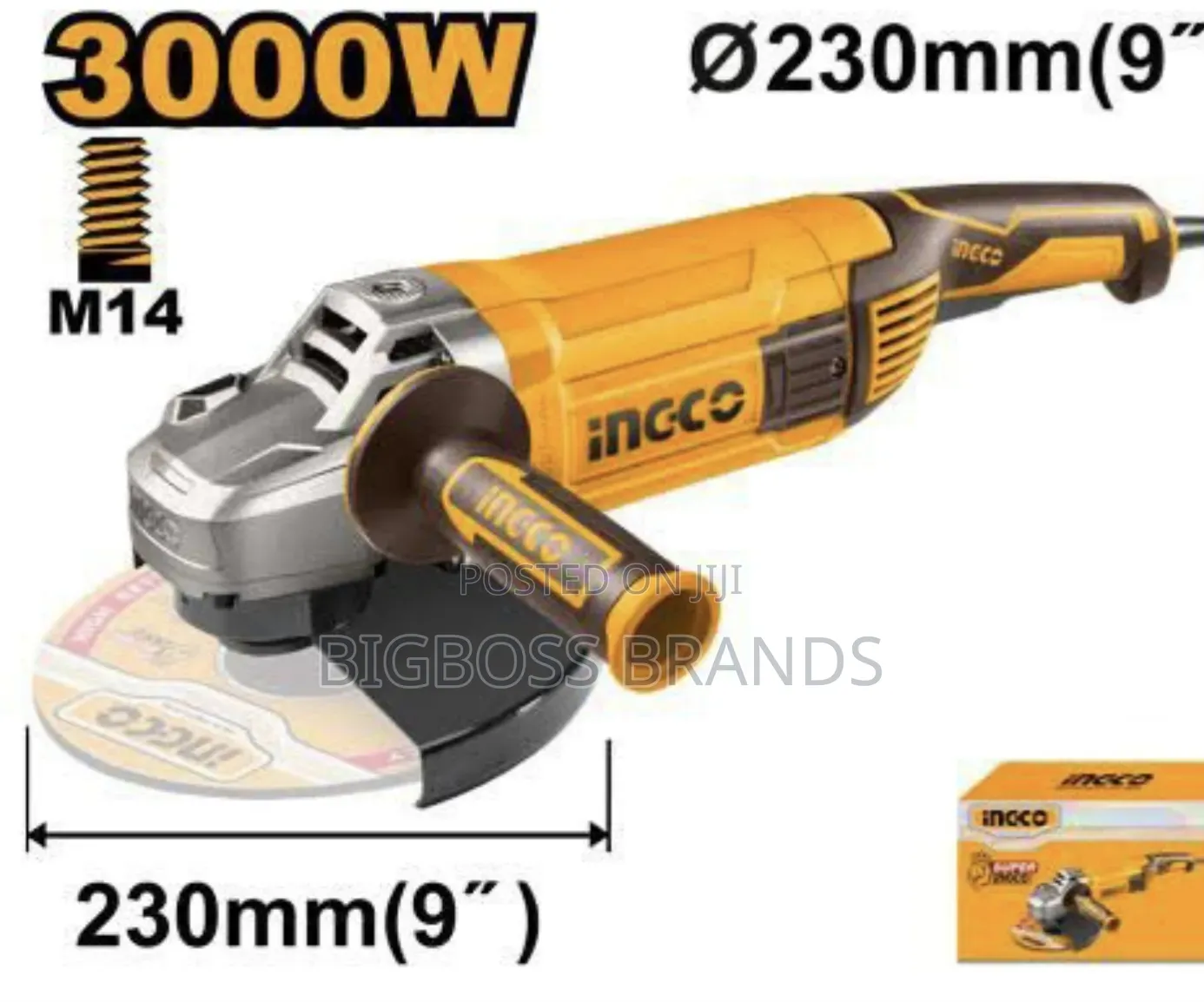 Ingco Ag30008 Angle Grinder 3000w for Heavy-Duty Cutting and Grinding
