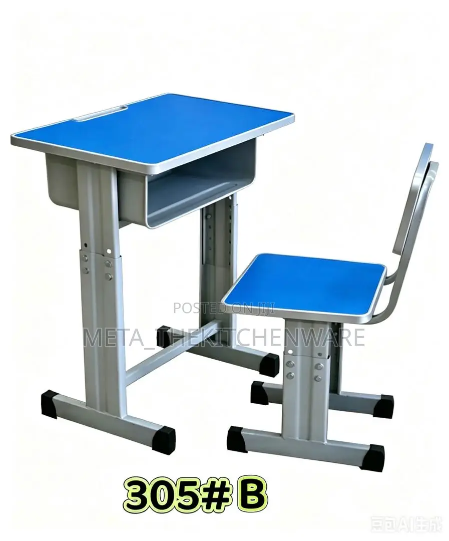 Adjustable Student Study Desk and Chair Set With Storage Compartment