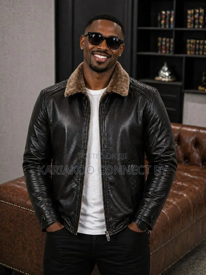 Vintage Leather Jacket With Faux Fur Lining