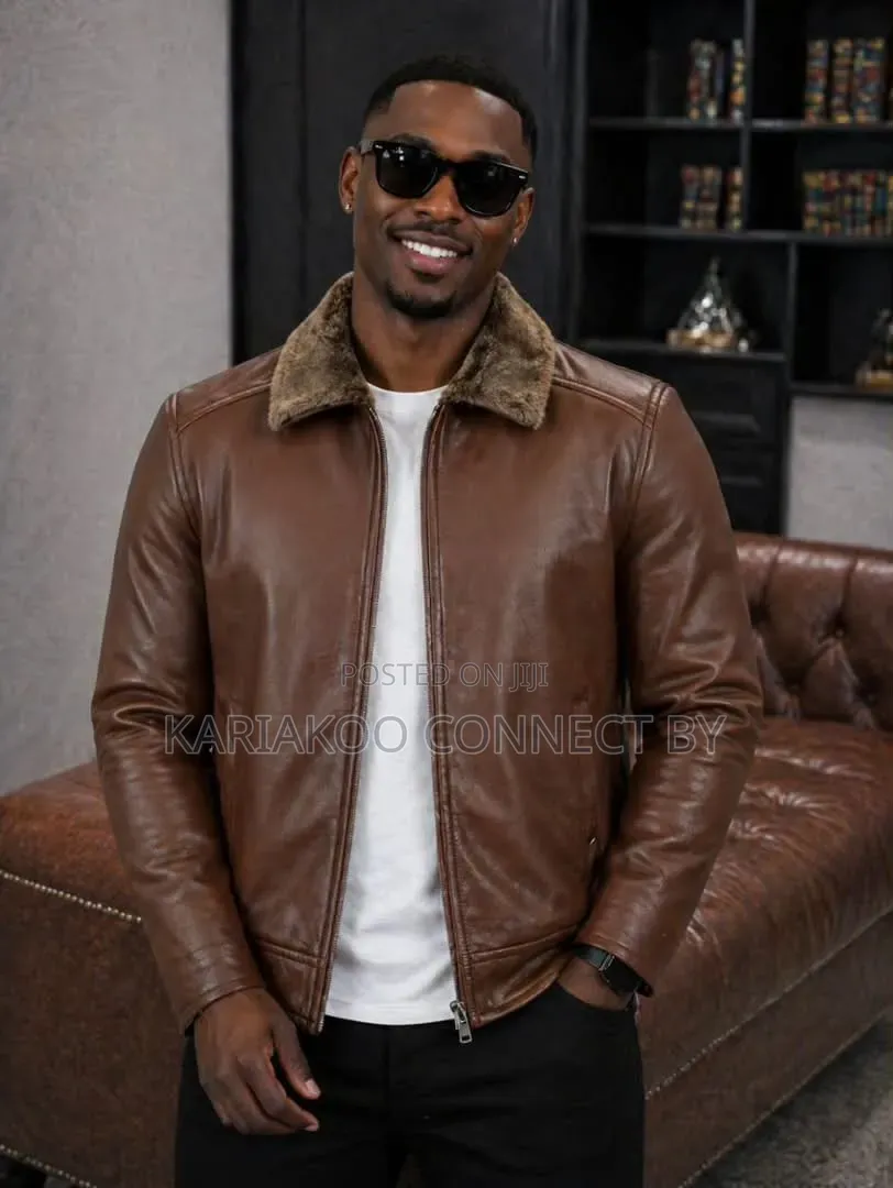 Vintage Leather Jacket With Faux Fur Lining