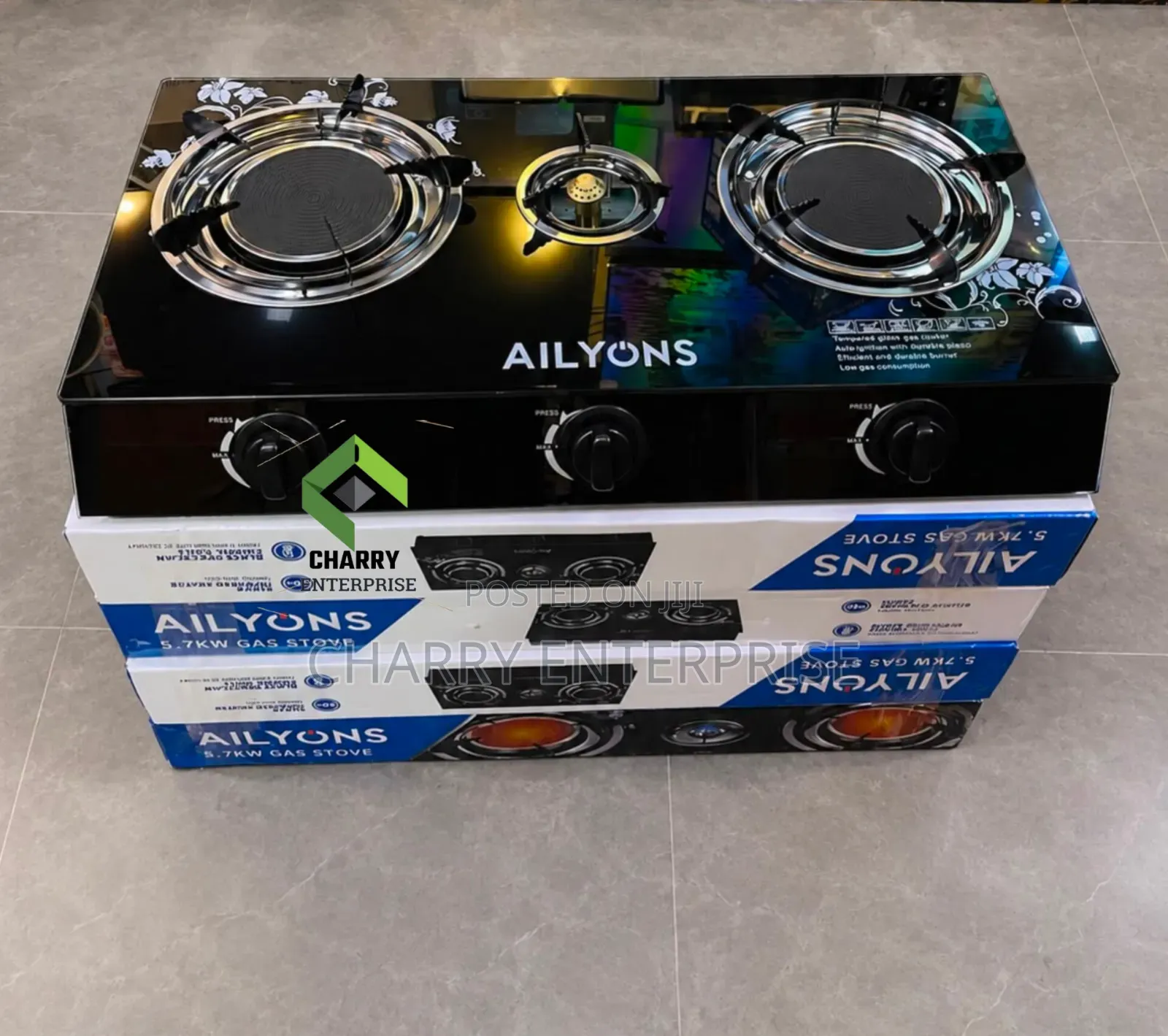 Ailyons Gas Cooker 3 Plates Jiko La Gesi Pleti Tatu