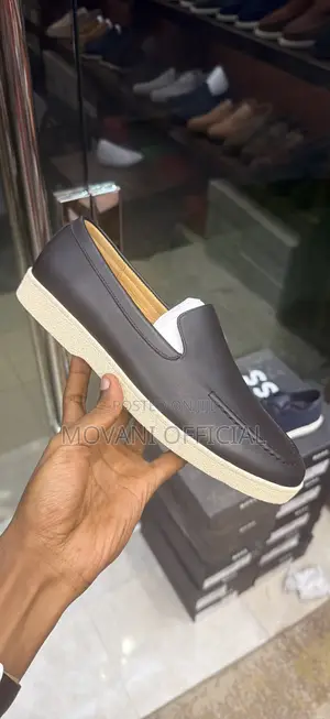 Zegna Black Leather Plain Loafer