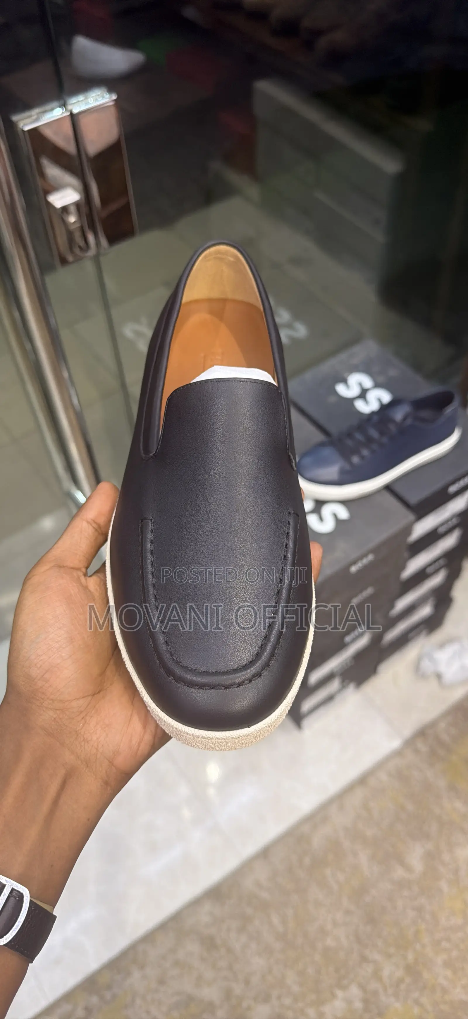 Zegna Black Leather Plain Loafer