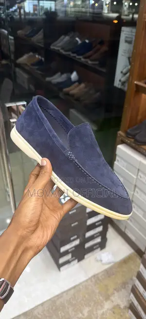 Navy Blue Loro Piana Summer Walk Loafer