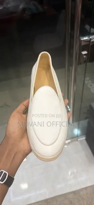 Movani Cream Plain Leather Loafer
