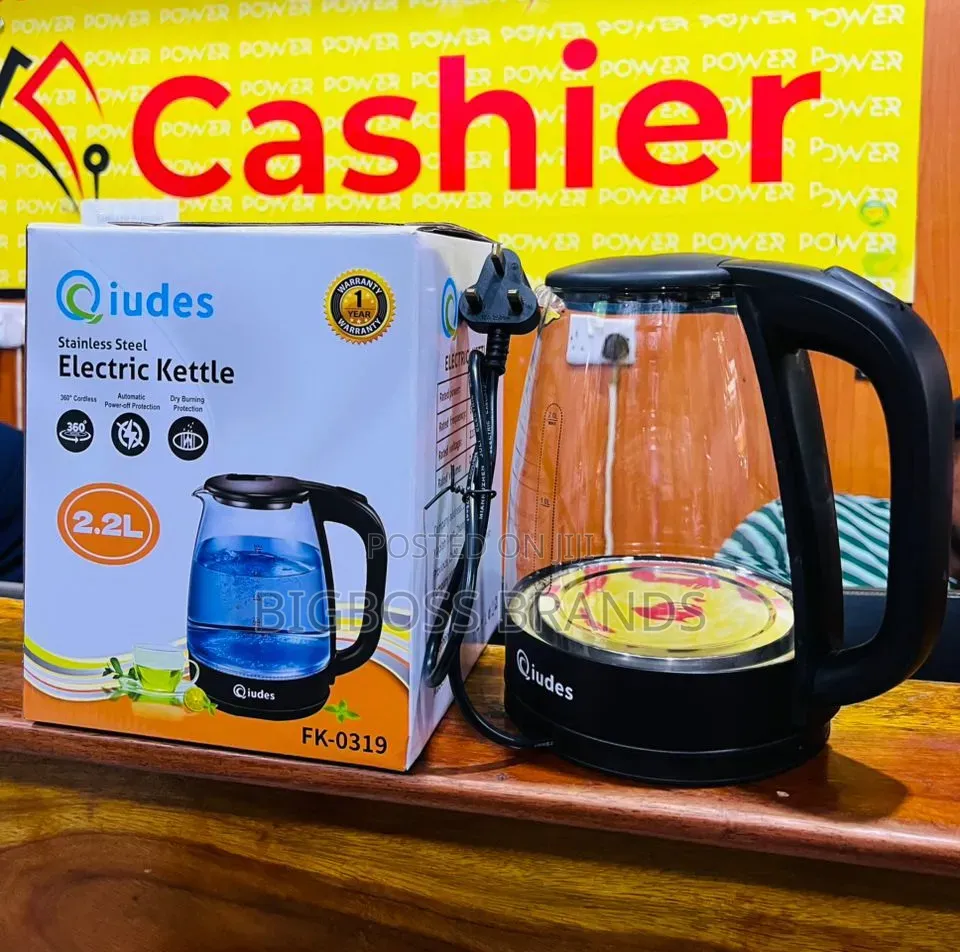 Qiudes Electric Hot Water Glass Kettle 2.2 Liters
