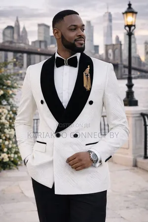 Premium White Velvet Black Luxury Tuxedo 