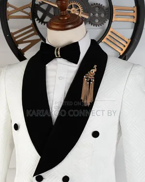 Premium White Velvet Black Luxury Tuxedo 
