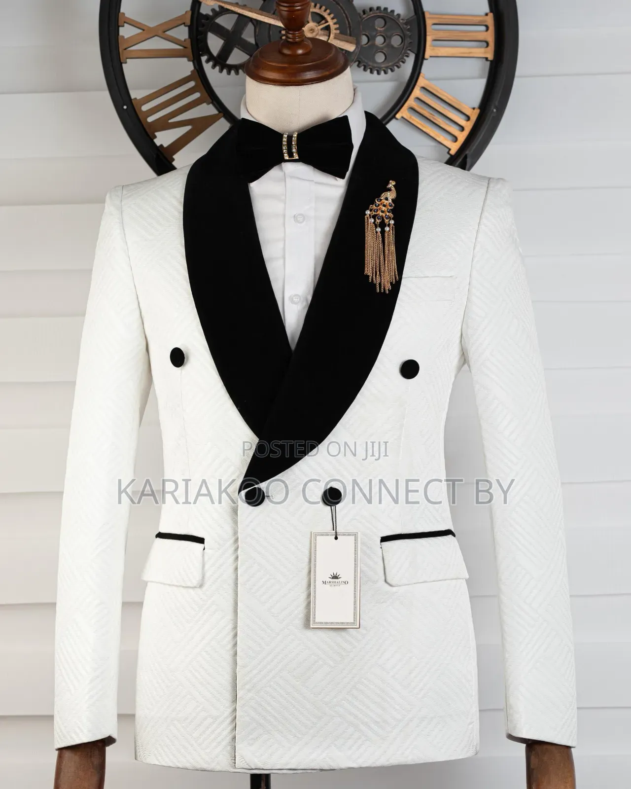 Premium White Velvet Black Luxury Tuxedo 