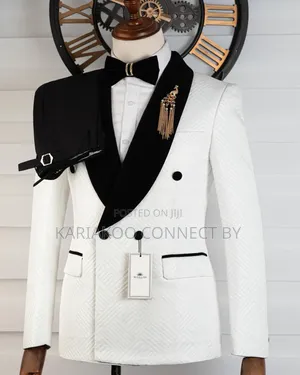 Premium White Velvet Black Luxury Tuxedo 