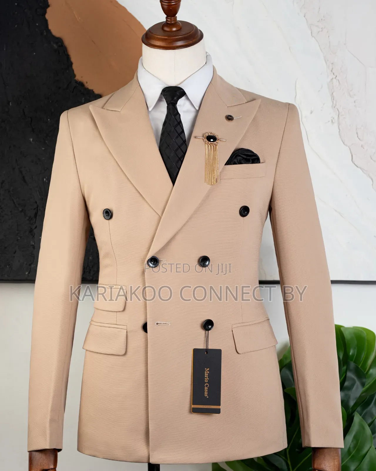 Premium Beige Double-Breasted Suit